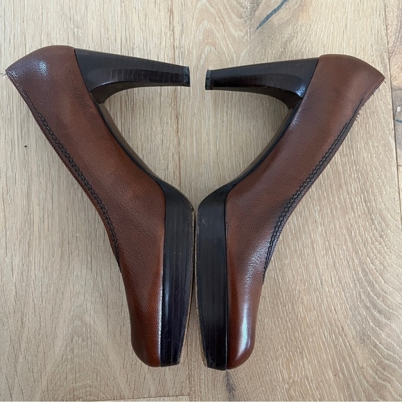 Stuart Weitzman  Brown leather platform heels with black stitching size 9,5 M - Picture 2 of 7
